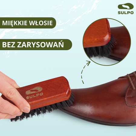 Drewniana szczotka do polerowania butów z miękkim włosiem czarna 12 cm - KM150_LC