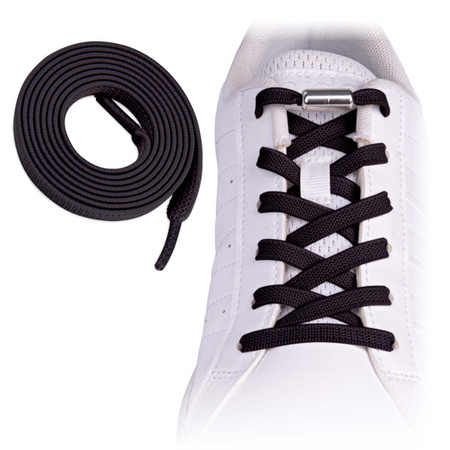Elastyczne sznurówki do butów bez wiązania klasyczne czarne S017